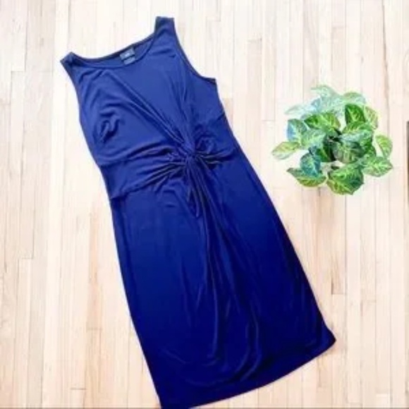 Mossimo Navy Sleeveless Side Knot Ruched Knee-Length Dress – Size M - Picture 9 of 9